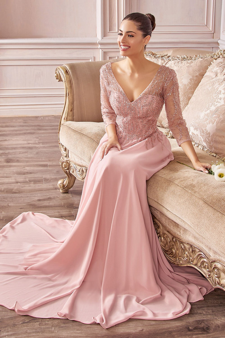 Formal Dresses Long Formal A Line Evening Gown Dusty Rose