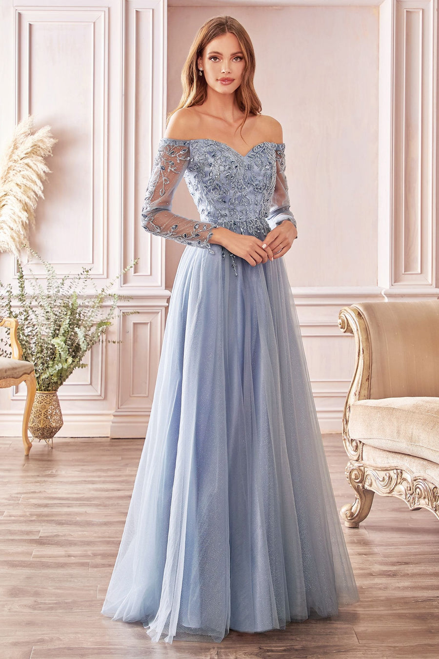 فستان رسمي بدون أكتاف من LaDivine CD0172