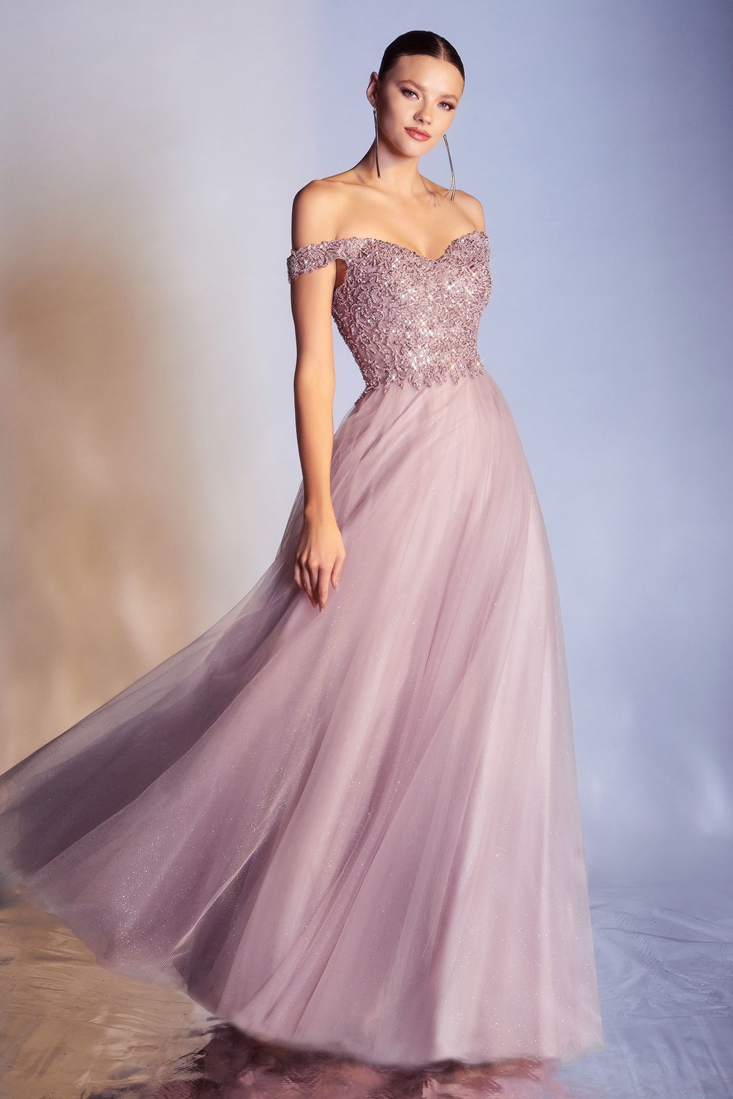 Prom Dresses A Line Long Formal Prom Sequin Dress Mauve