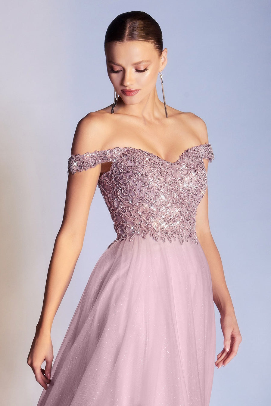 Prom Dresses A Line Long Formal Prom Sequin Dress Mauve