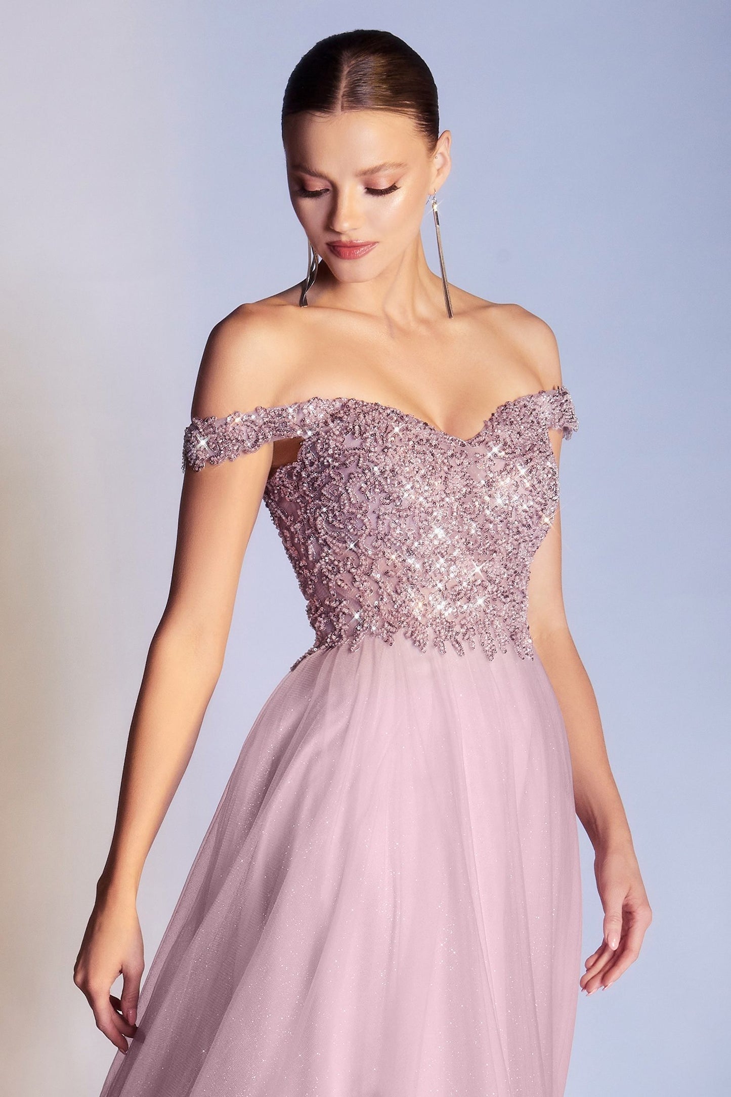 Prom Dresses A Line Long Formal Prom Sequin Dress Mauve