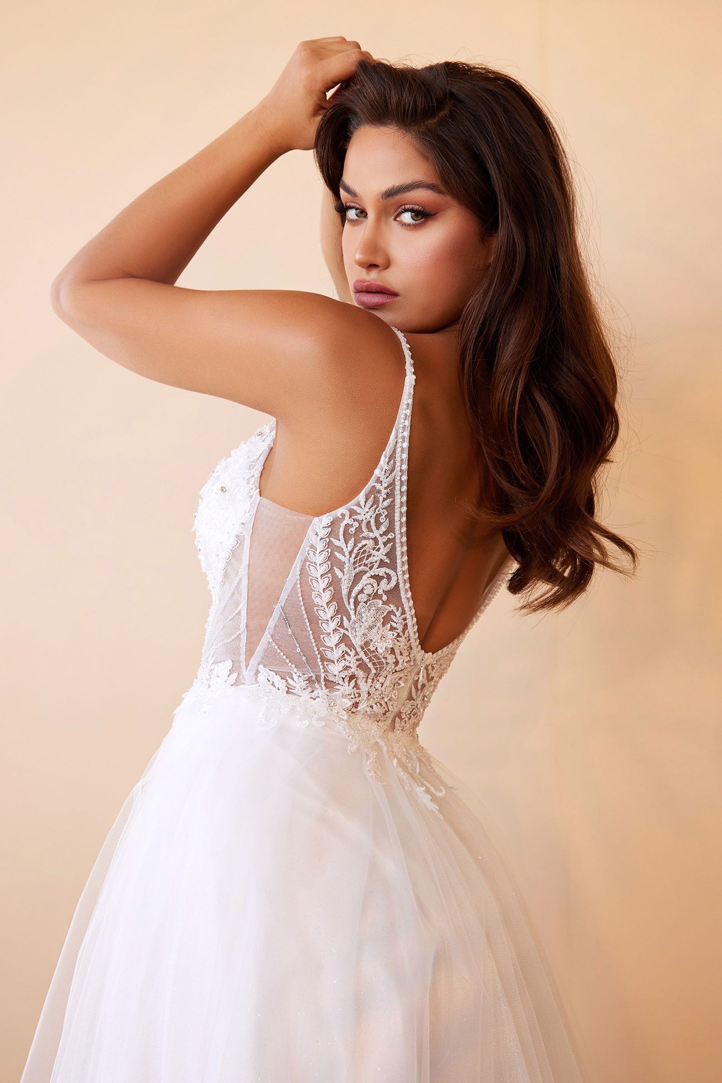 Wedding Dresses Long Bridal Gown Beaded A Line Wedding Dress Off White