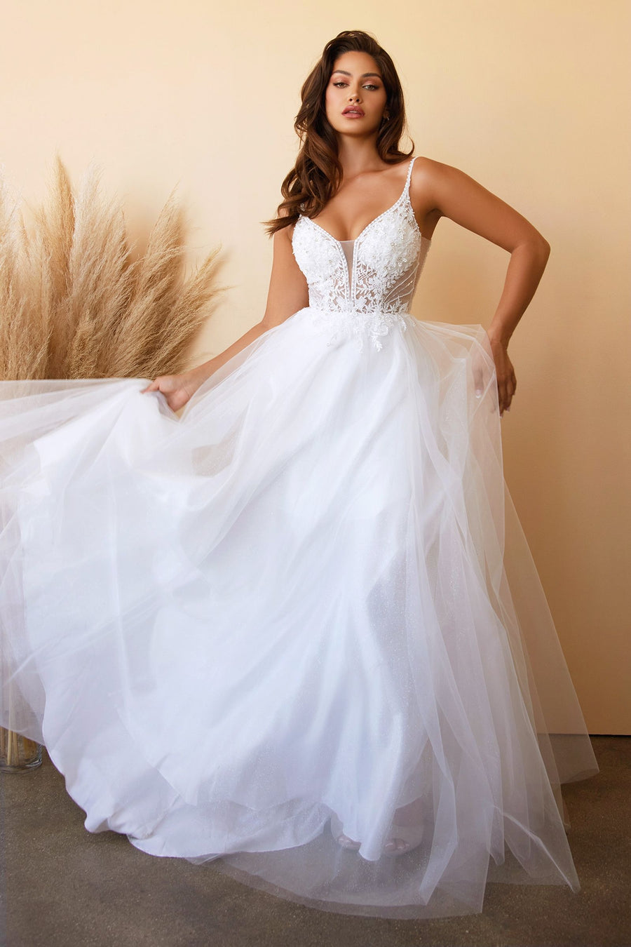Wedding Dresses Long Bridal Gown Beaded A Line Wedding Dress Off White