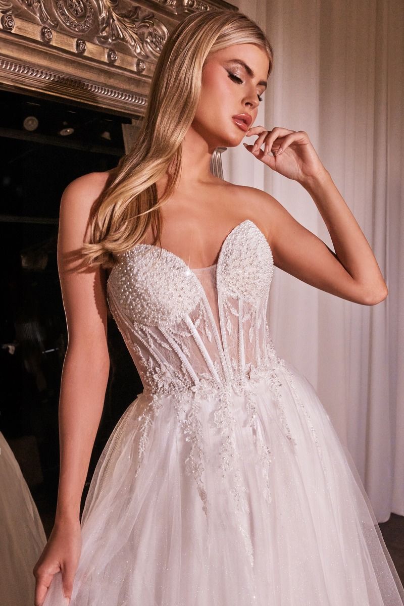 Wedding Dresses Beaded Corset Long A Line Wedding Dress Off White