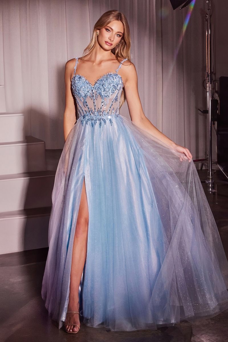 Prom Dresses Long Formal A Line Applique Prom Dress  Lightt Blue