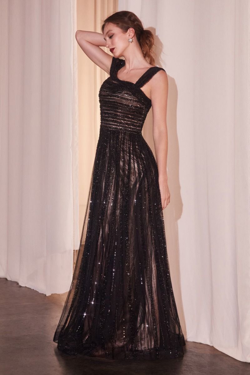 Formal Dresses Formal Evening Long Beaded A Line Dress Black Nude