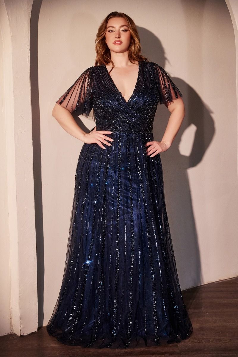 Formal Dresses Long Beaded A Line Formal Dress Navy