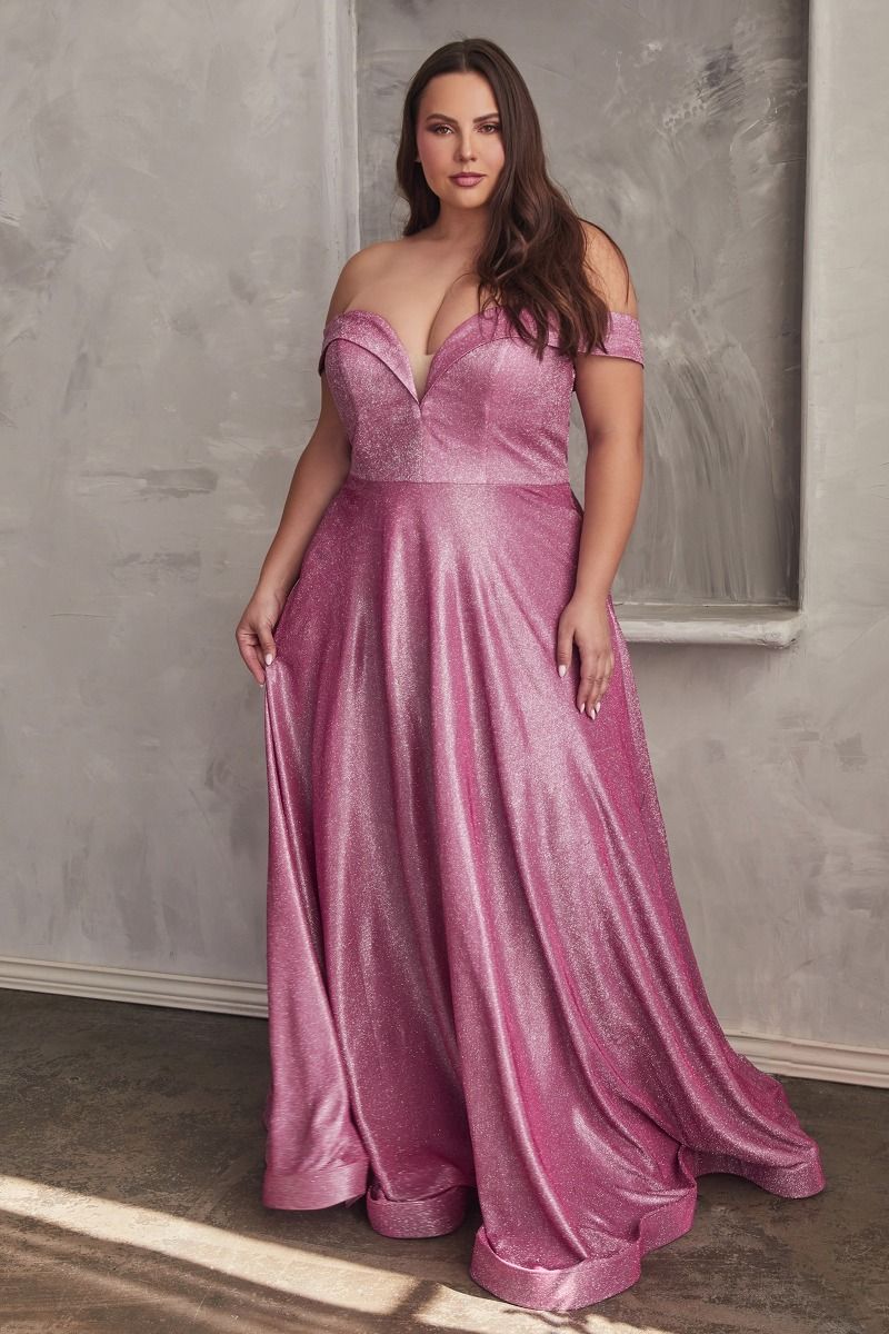 Plus Size Dresses Ball Gown Long Metallic Formal Prom Pluz Size Dress Metallic Rose