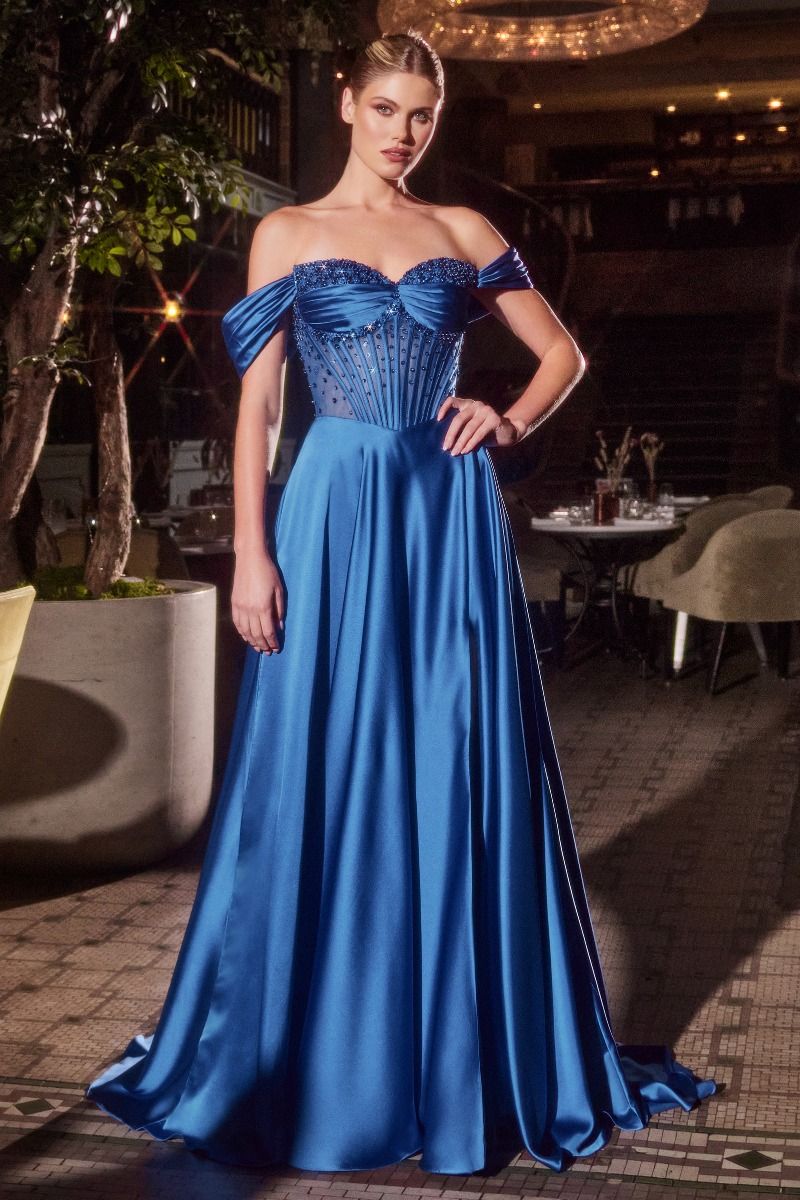 Prom Dresses Prom Long Corset Beaded A Line Formal Gown Royal