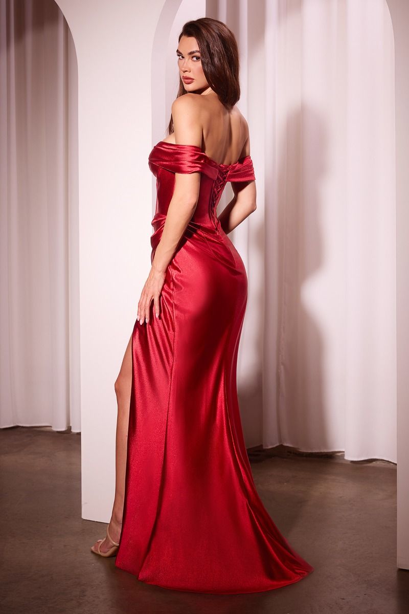 Prom Dresses Long Fitted Slit Formal Evening Prom Dress Red
