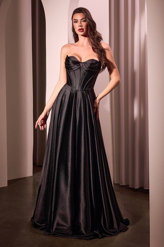 Prom Dresses Long Formal A Line Corset Prom Gown Black