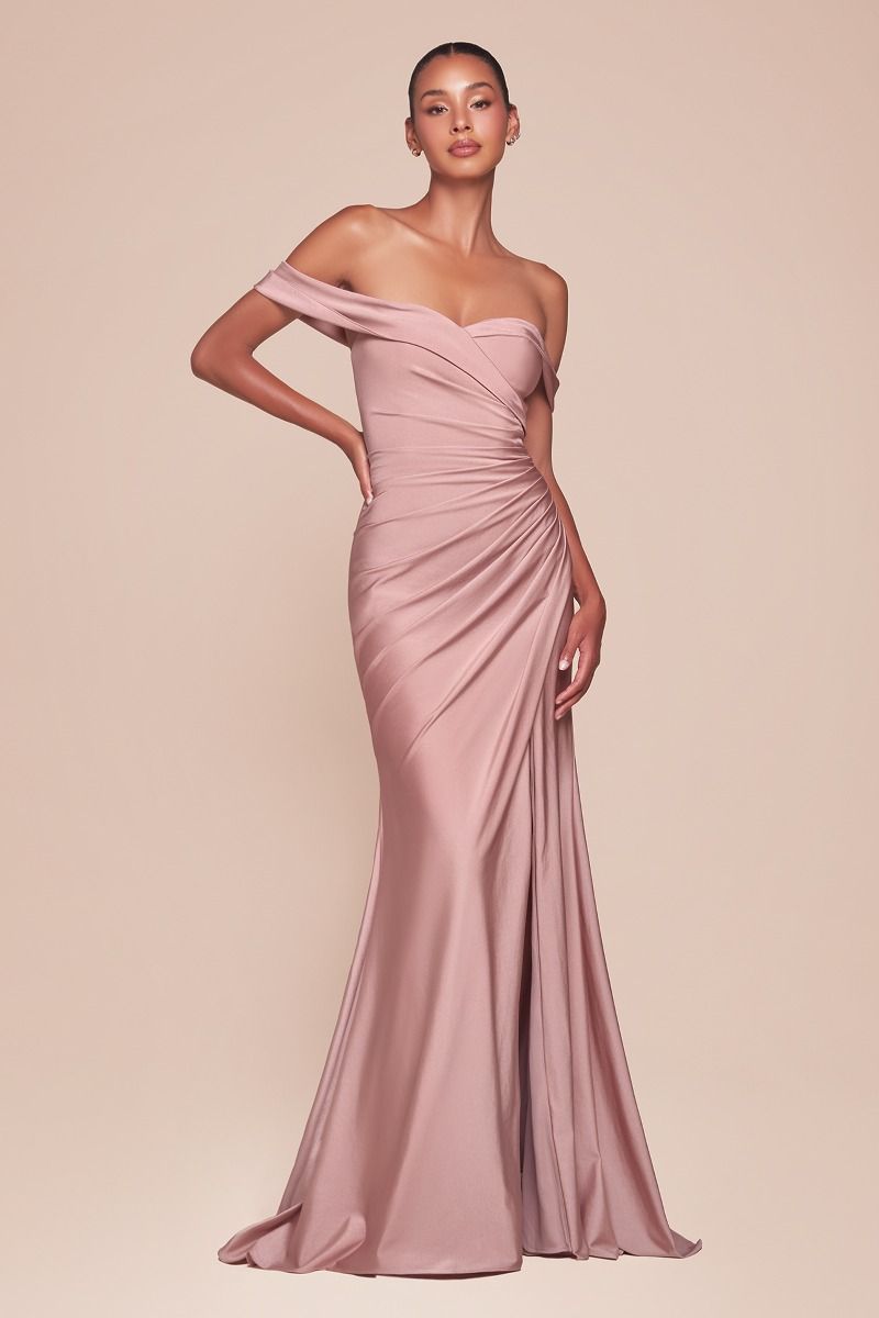 Prom Dresses Long Formal Prom Pleated Dress Dusty Rose