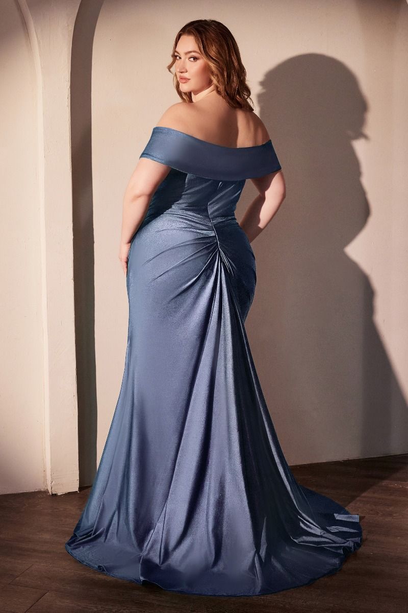 Plus Size Dresses Plus Size Formal Long Fitted Prom Dress Smoky Blue