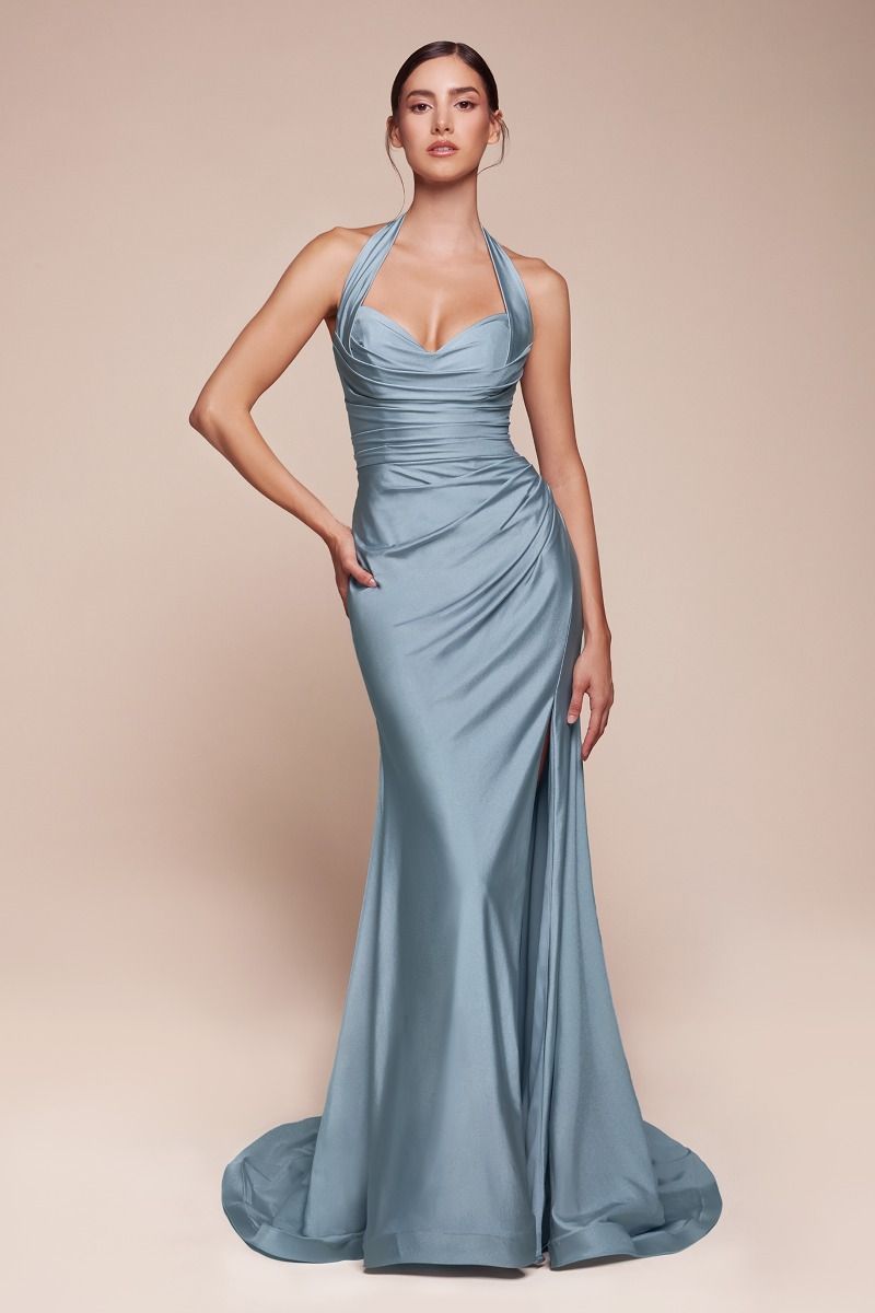 Prom Dresses Fitted Long Formal Prom Dress Dusty Blue