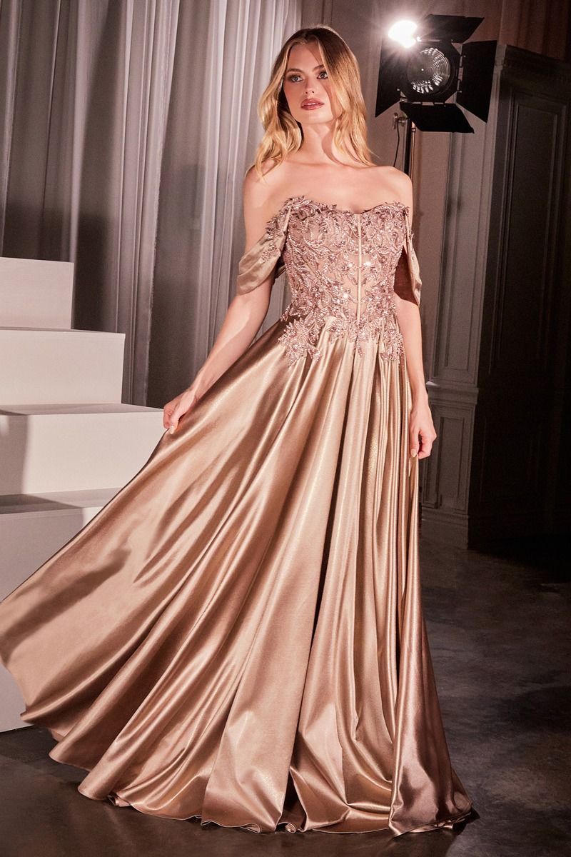Prom Dresses Long Bedaed Prom Formal A Line Dress Mocha Gold