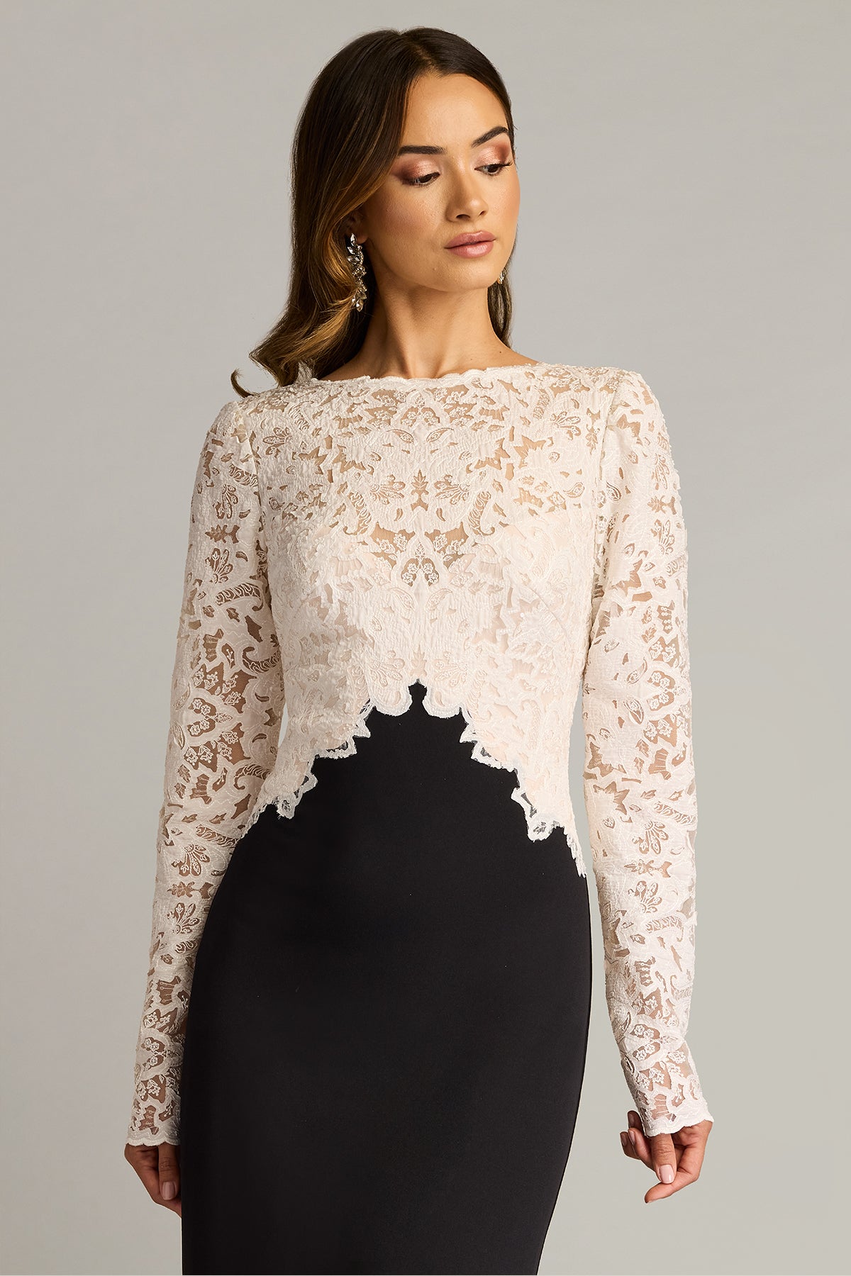 Formal Dresses Fitted Long Formal Evening Dress Ivory Black