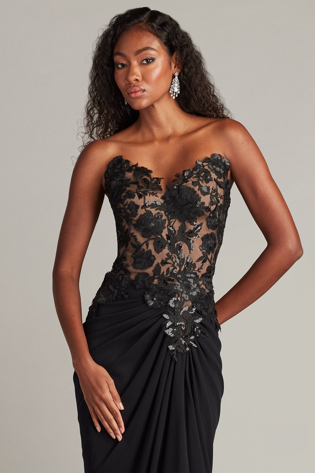 Prom Dresses Long Slit Formal Sequin Prom Dress Black Nude