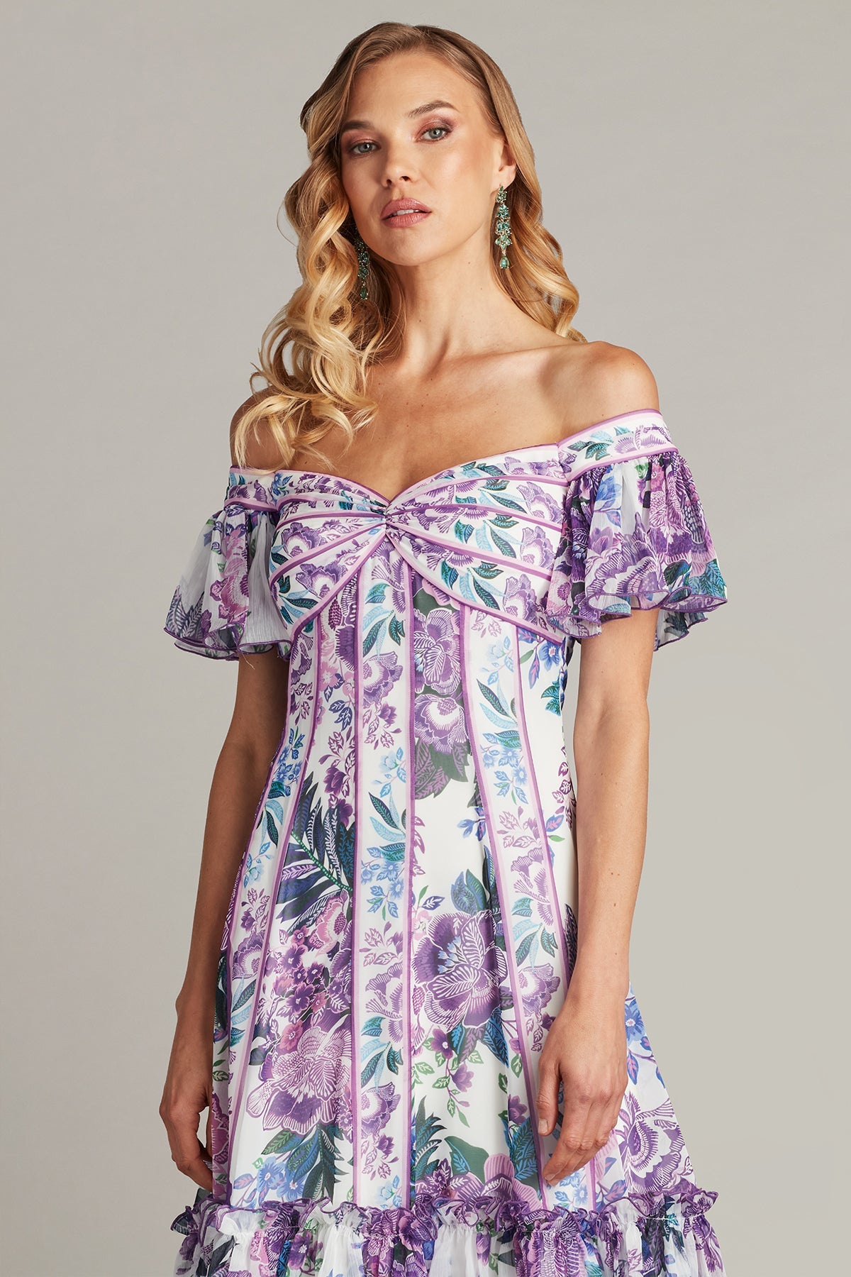 Cocktail Dresses Short Printed Floral Cocktail Dress White Purple Floral