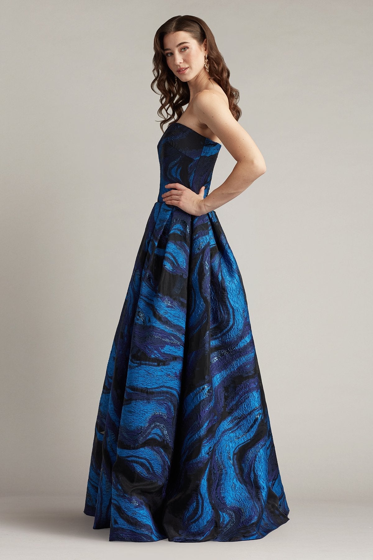 Formal Dresses Long Formal Print Evening Dress Navy
