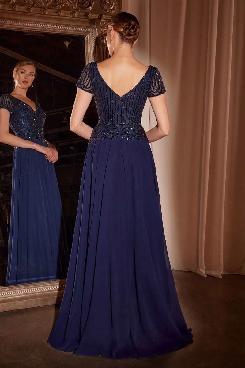 Formal Dresses Long A Line Formal Beaded Evening Dress Navy