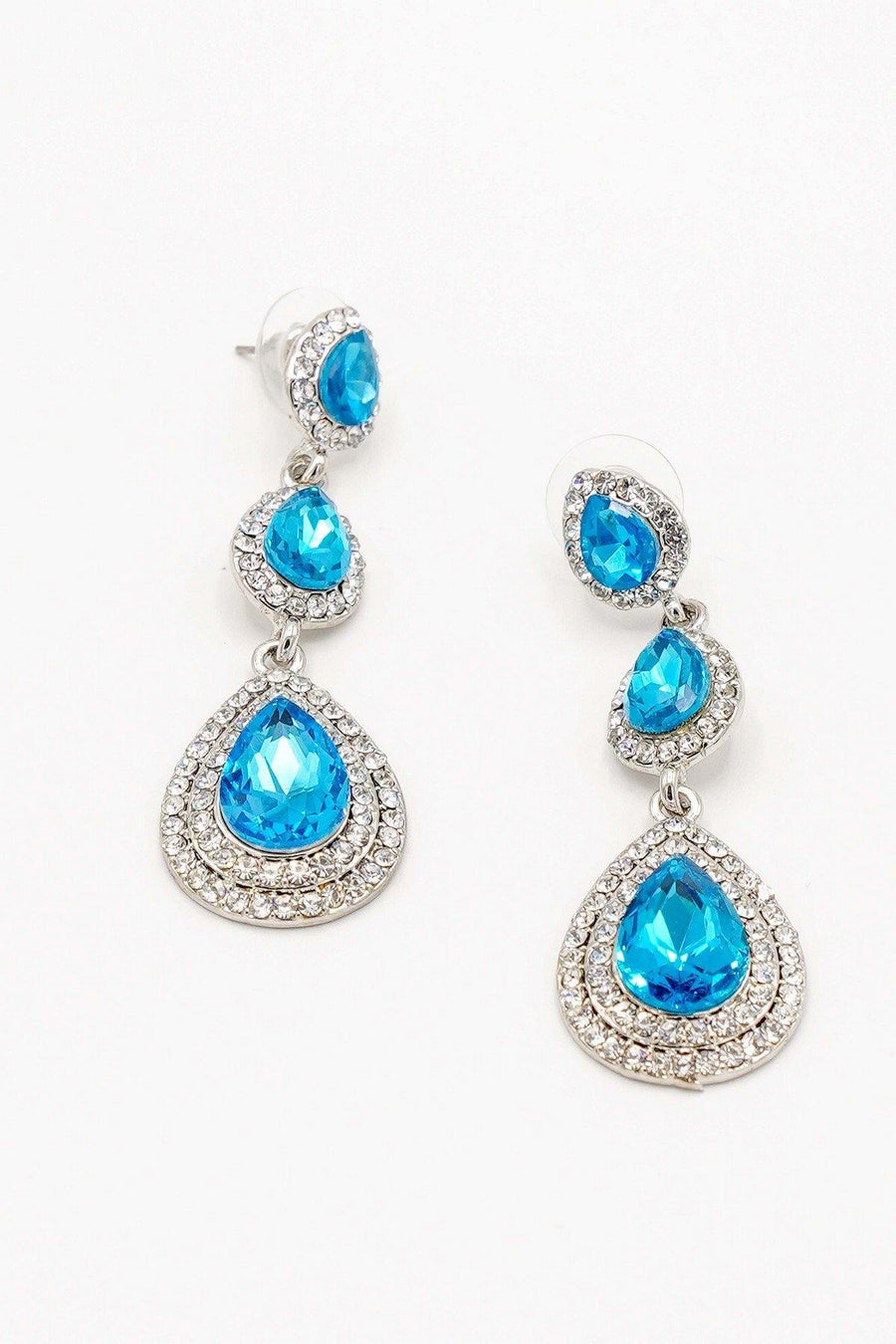 Clear Diamante Teardrop Rhinestone Earrings - The Dress Outlet