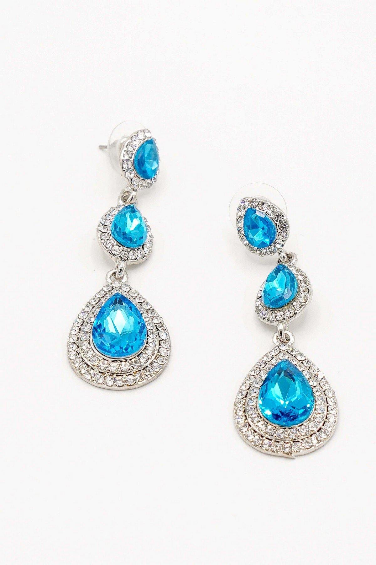 Clear Diamante Teardrop Rhinestone Earrings - The Dress Outlet