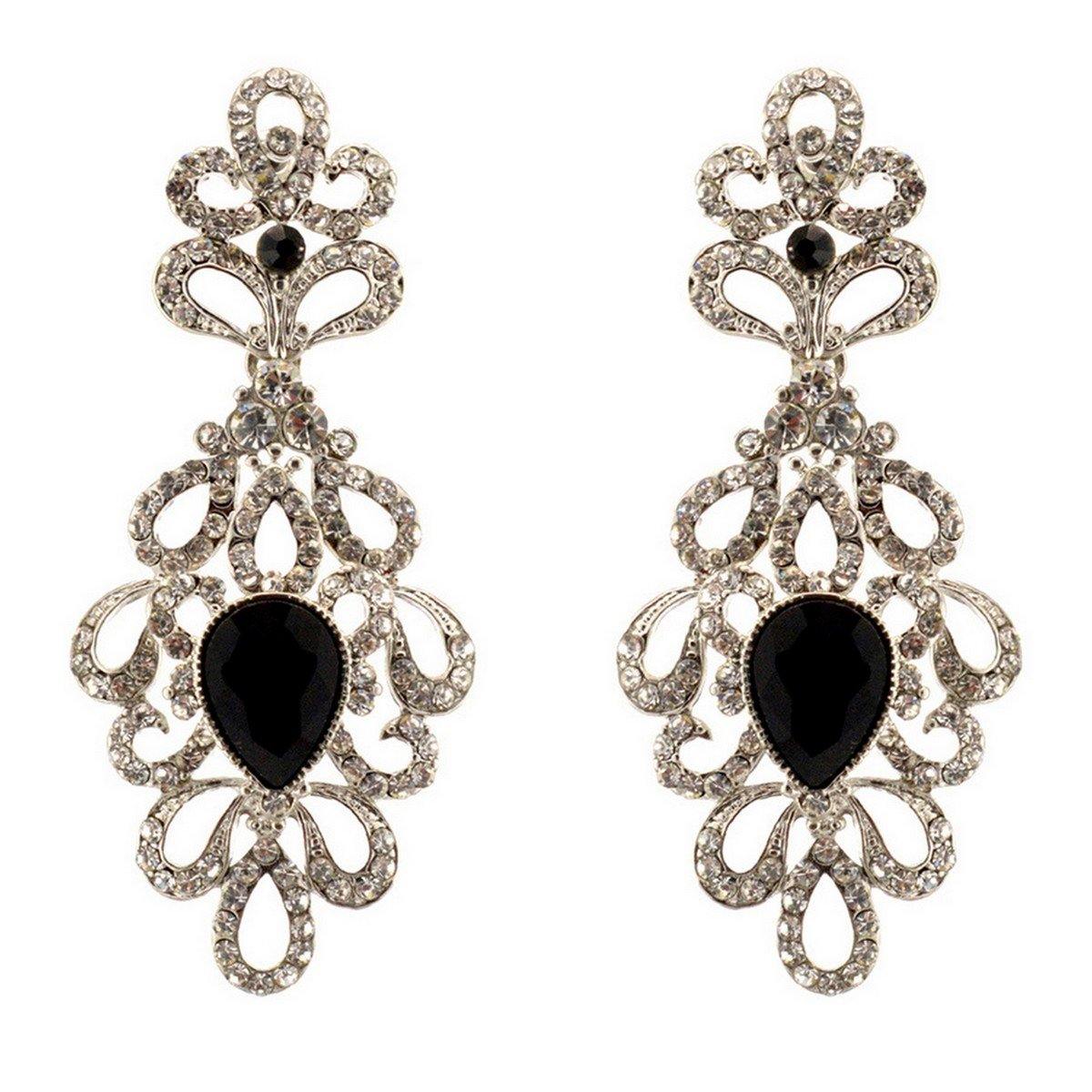 Clear Diamante Teardrop Rhinestone Earrings - The Dress Outlet