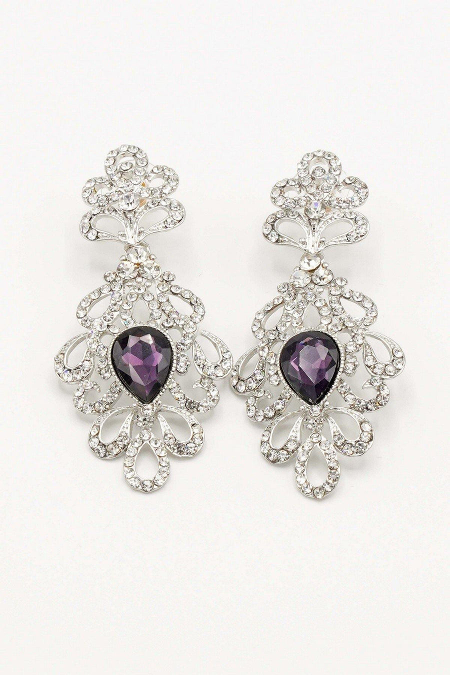 Clear Diamante Teardrop Rhinestone Earrings - The Dress Outlet