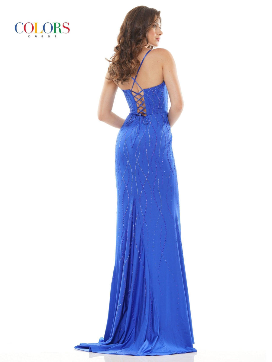 Colors Formal Long Spaghetti Strap Dress G1052 - The Dress Outlet