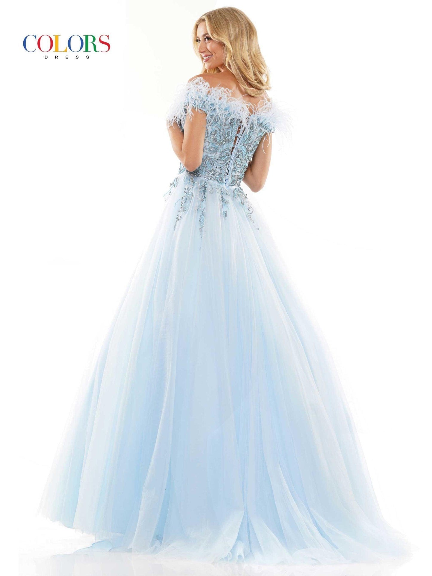 Colors Long A-Line Off Shoulder Prom Dress 2992 - The Dress Outlet