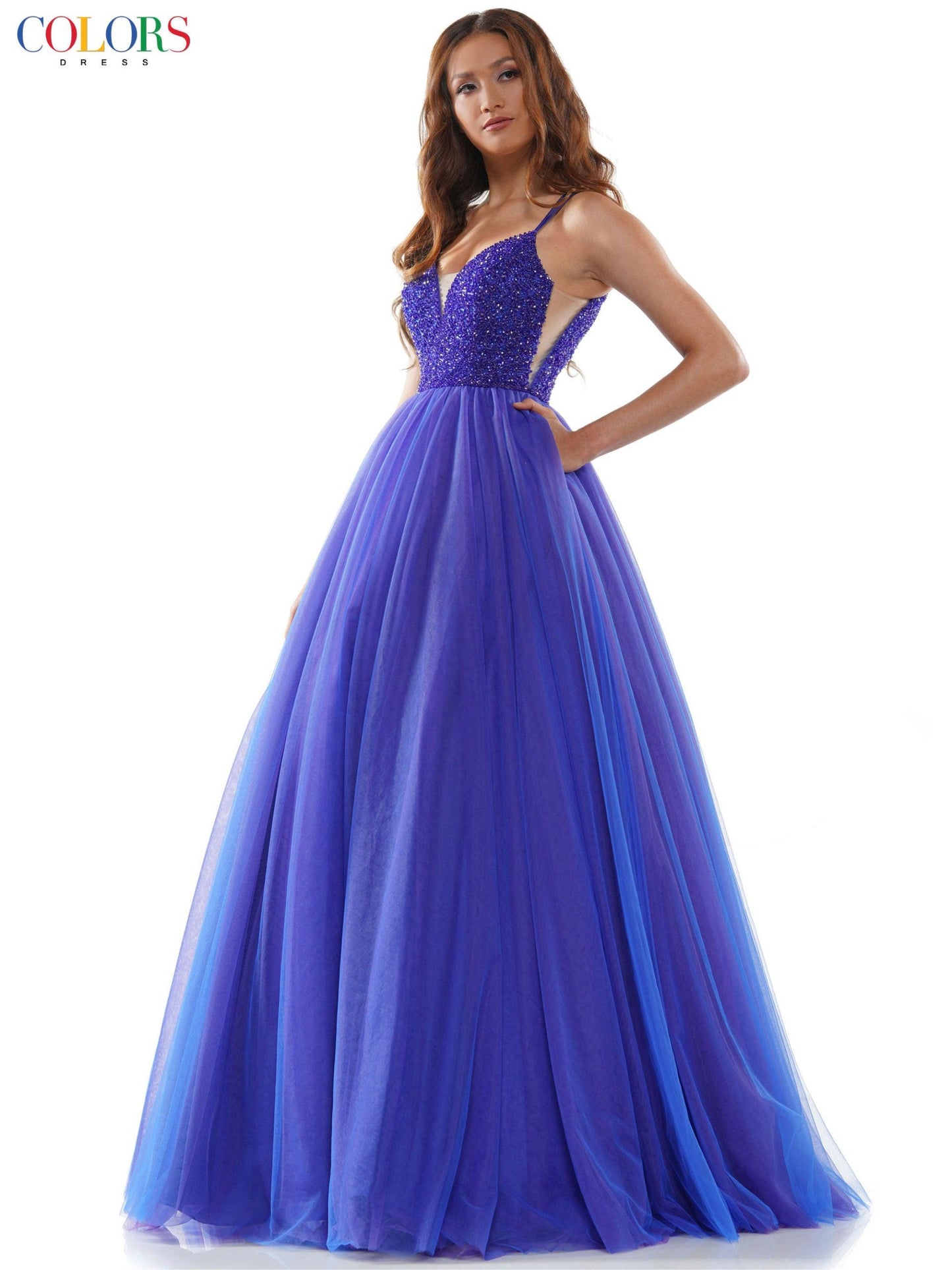 Colors Long Formal Beaded Prom Dress 2382 - The Dress Outlet