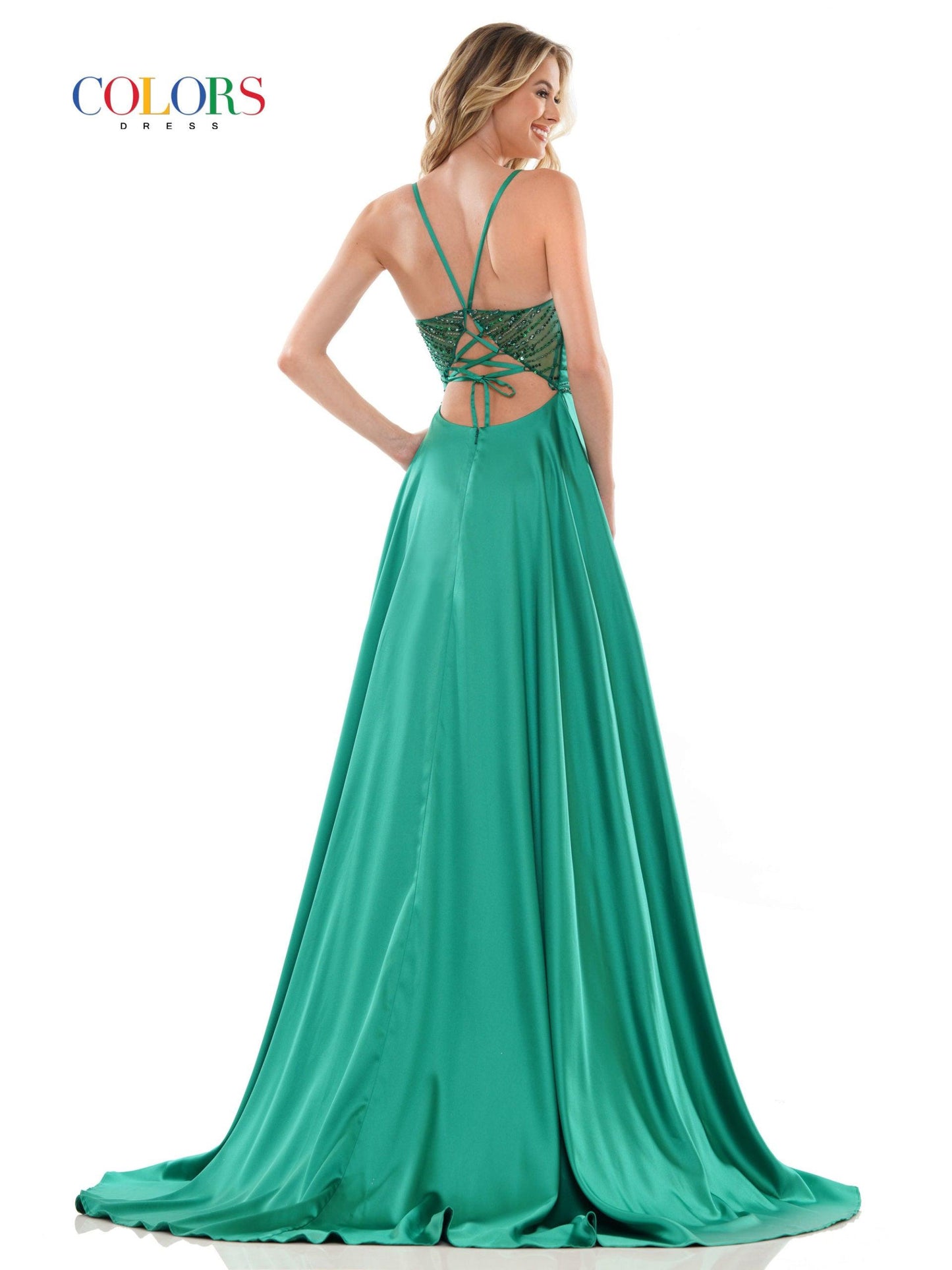 Colors Long Formal Beaded Prom Dress 2672 - The Dress Outlet