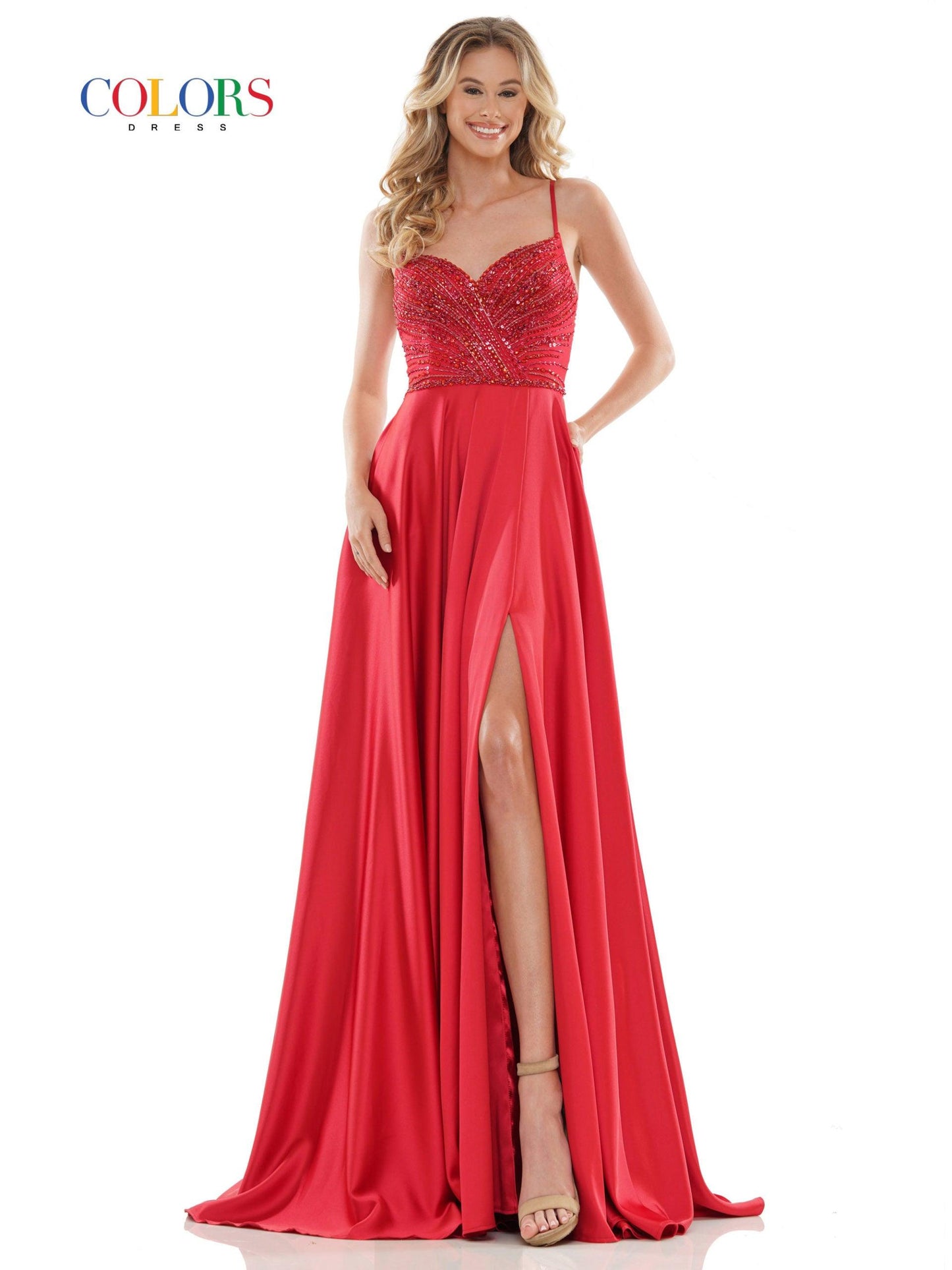 Colors Long Formal Beaded Prom Dress 2672 - The Dress Outlet
