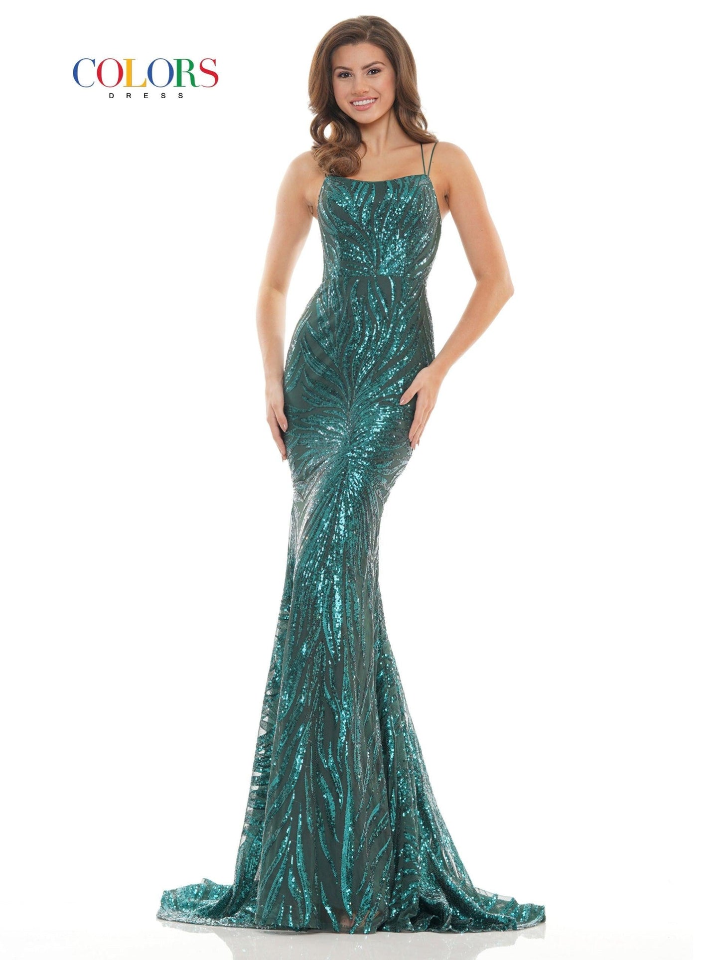 Colors Long Formal Fitted Sequins Prom Dress 2743 - The Dress Outlet