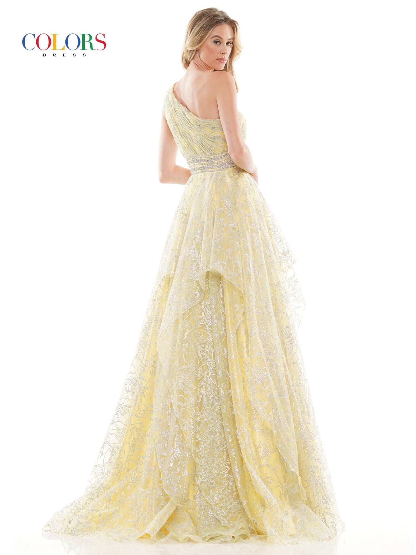 Colors Long Formal Glitter Mesh Prom Dress 2650 - The Dress Outlet