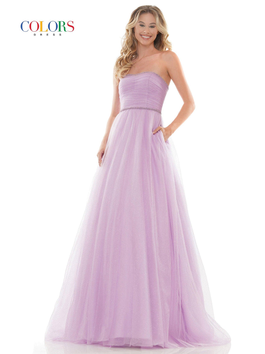 Colors Long Formal Strapless Prom Ball Gown 2703 - The Dress Outlet