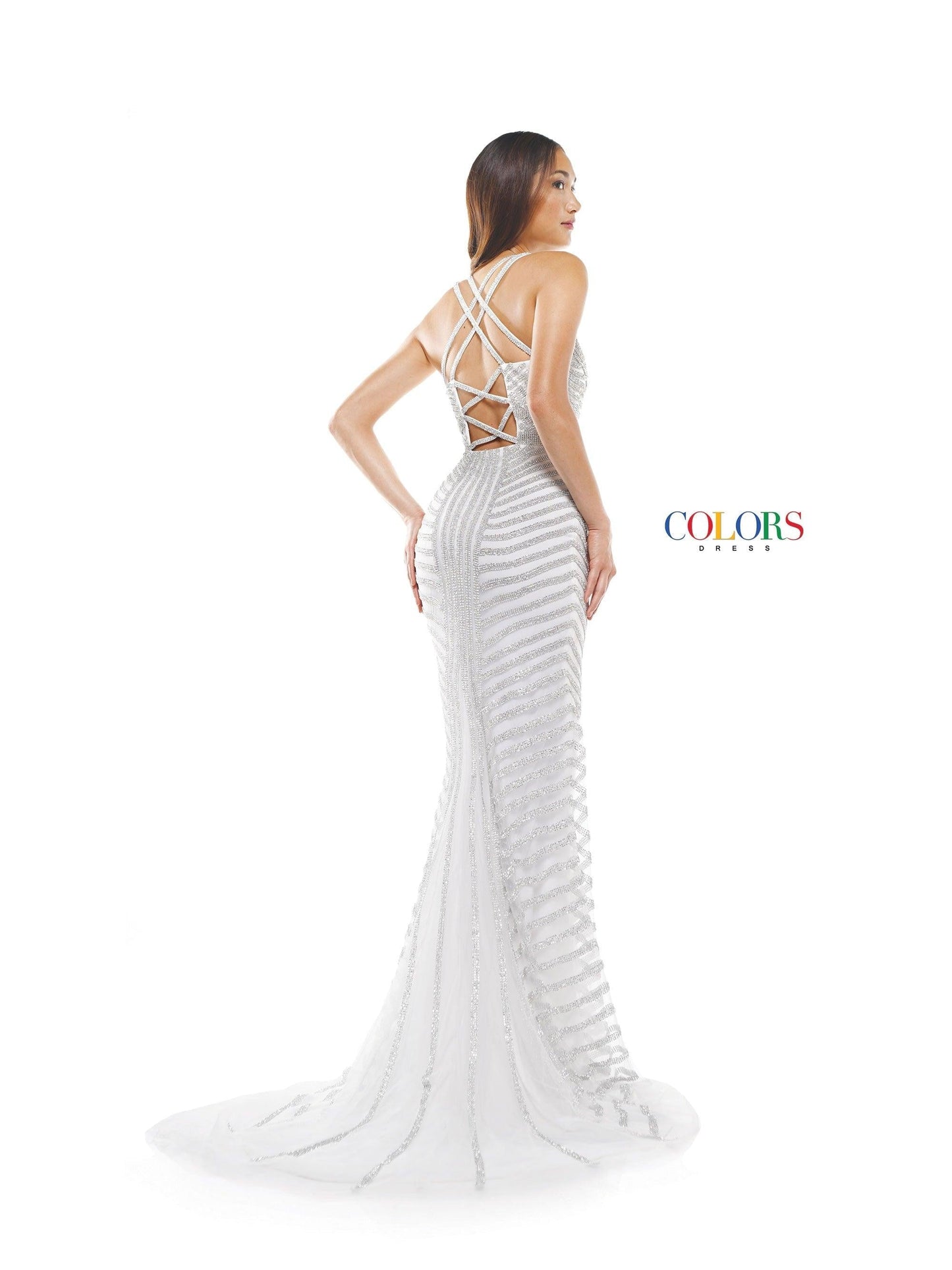 Colors Long Sleeveless Formal Fitted Prom Gown 2337 - The Dress Outlet