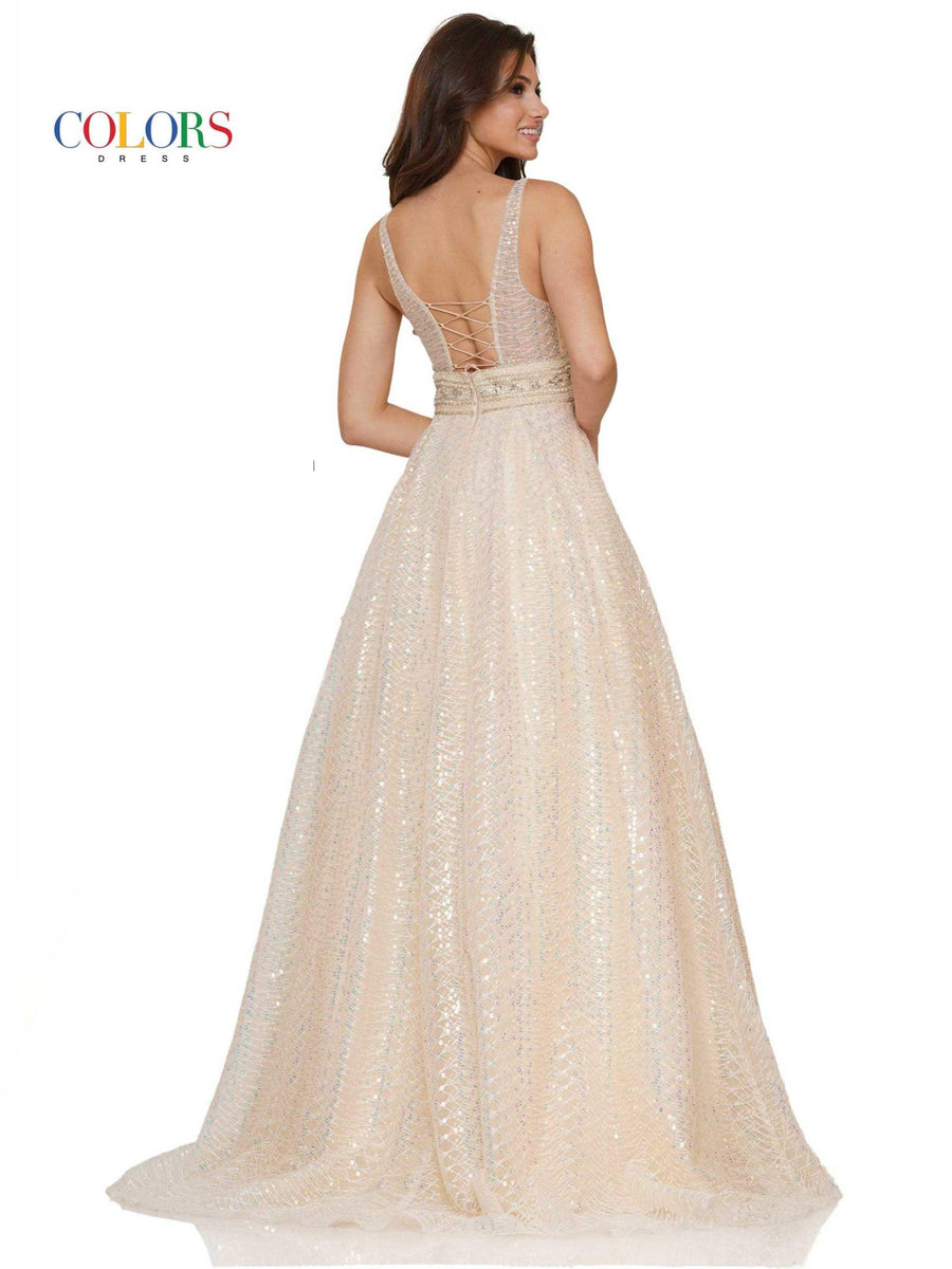 Colors Long Sleeveless Formal Prom Ball Gown 2749 - The Dress Outlet