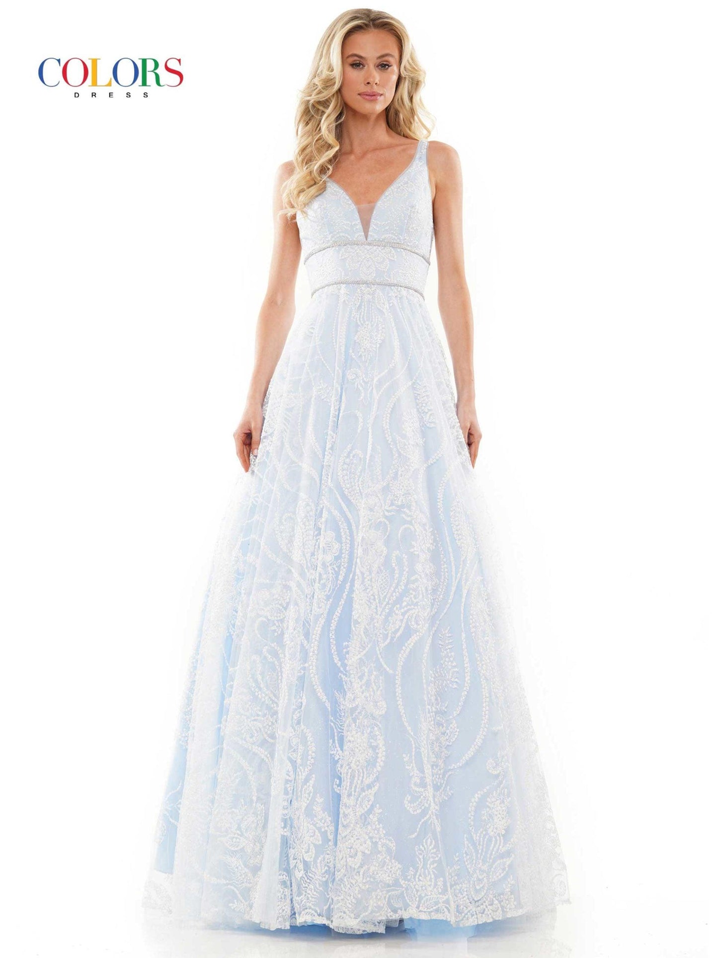 Colors Long Spaghetti Strap Evening Dress 2834 - The Dress Outlet