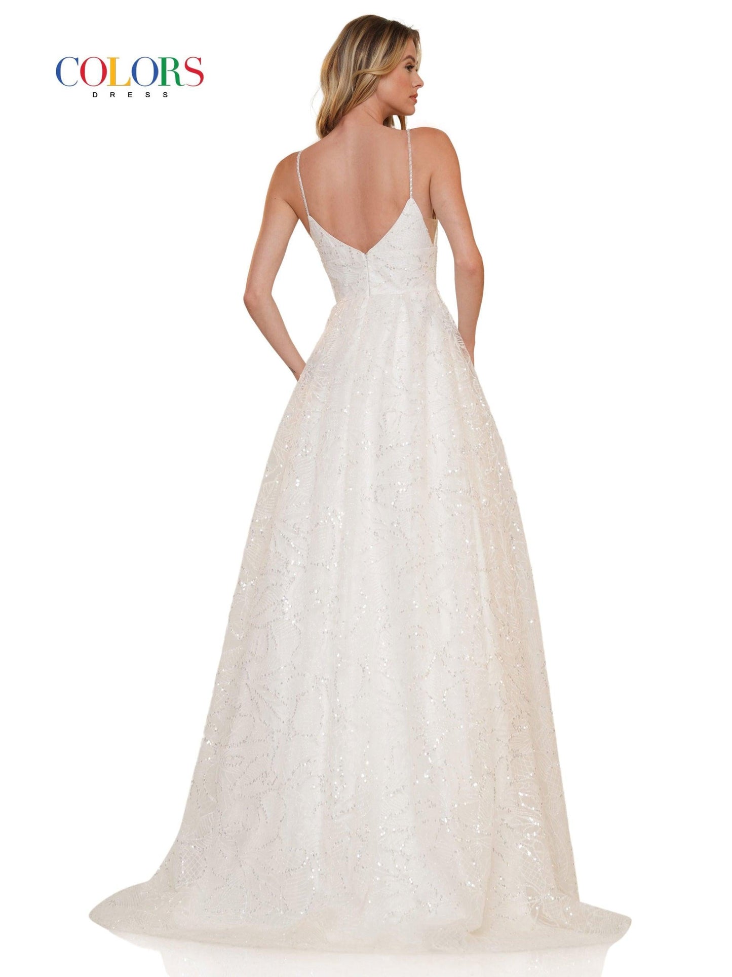 Colors Long Spaghetti Strap Prom Ball Gown 2687 - The Dress Outlet