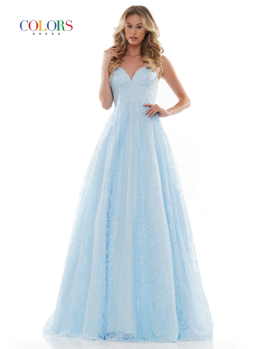 Colors Long Spaghetti Strap Prom Ball Gown 2687 - The Dress Outlet