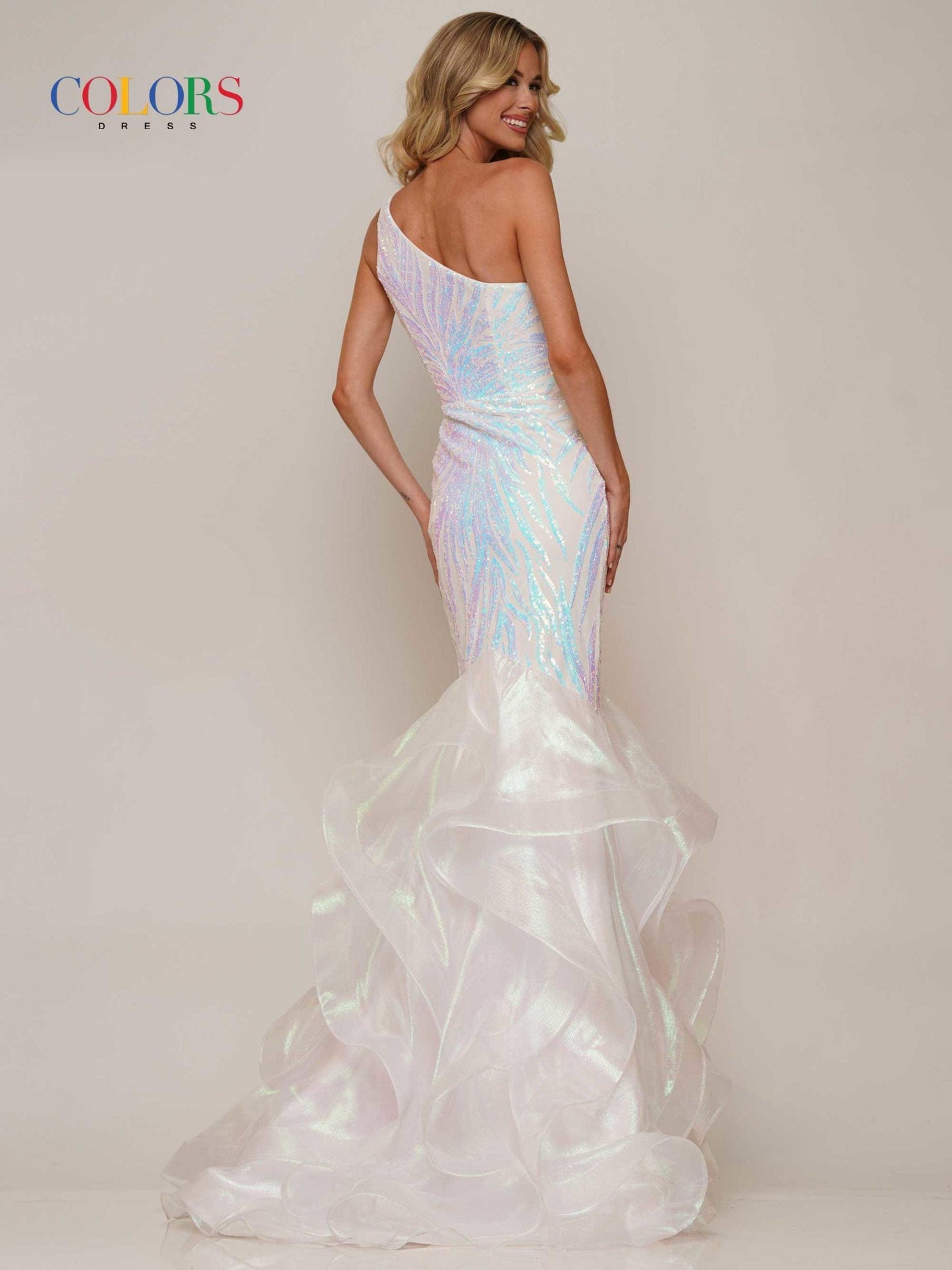 Colors One Shoulder Fitted Prom Dress 2925 - The Dress Outlet