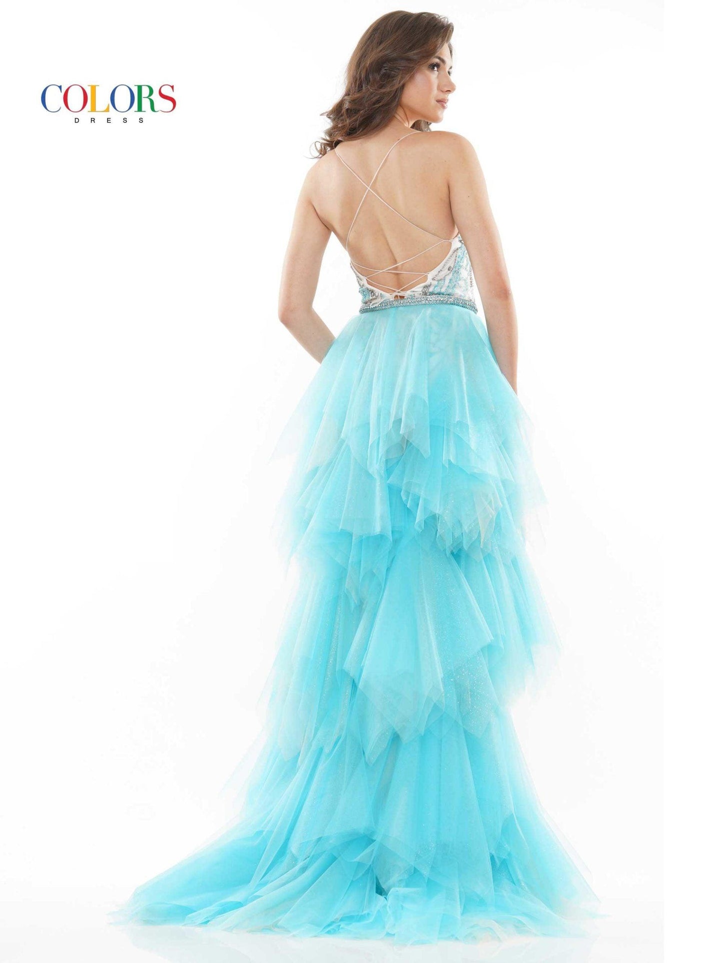 Colors Prom Formal Beaded Romper Skirt Overlay 2701 - The Dress Outlet