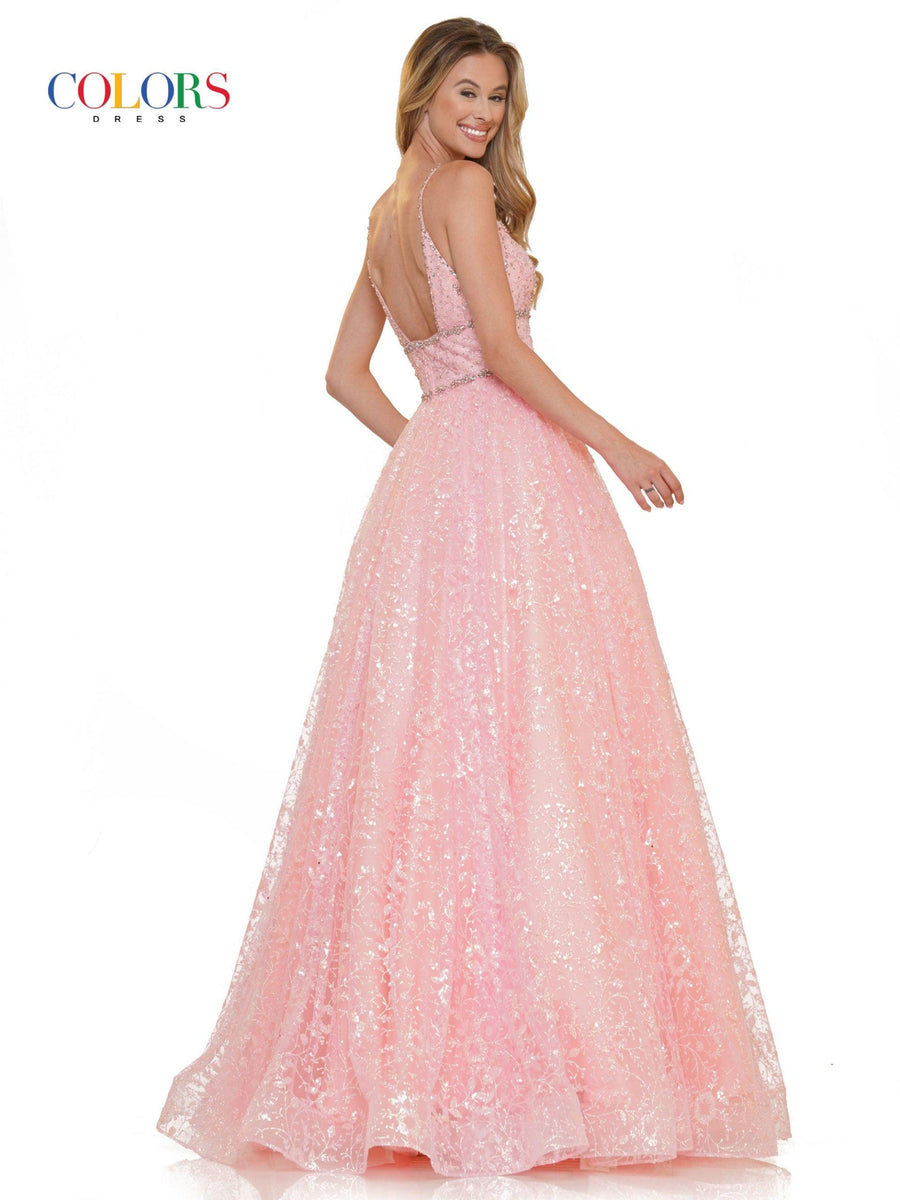 Colors Prom Long Formal Beaded Mesh Ball Gown 2288 - The Dress Outlet