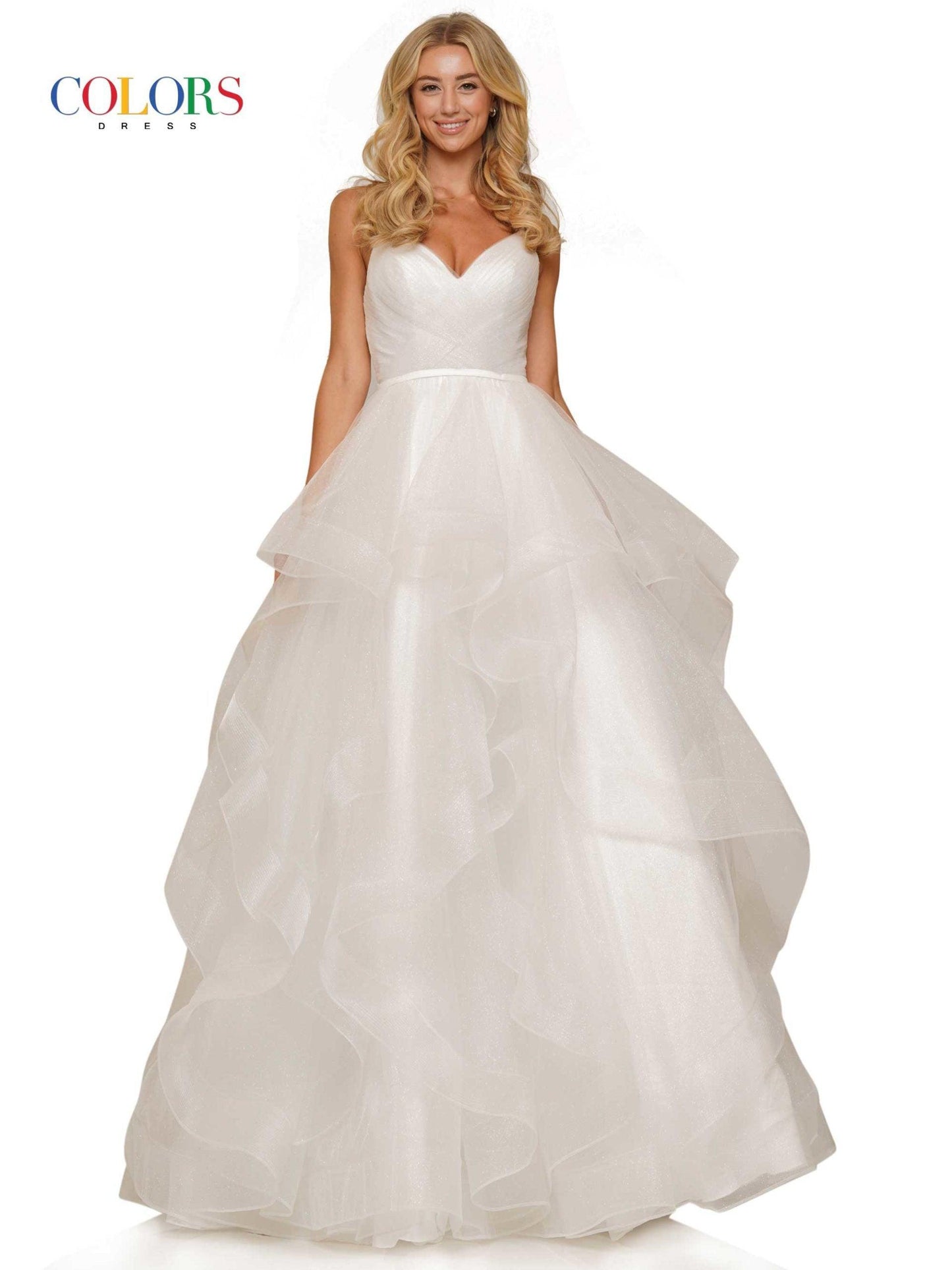 Colors Prom Long Formal Glitter Mesh Ball Gown 2381 - The Dress Outlet