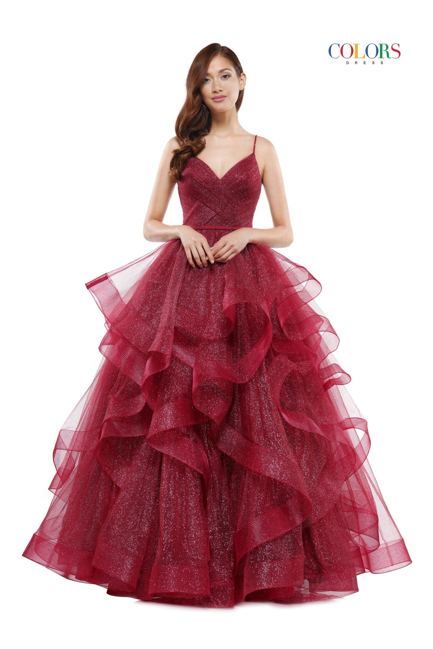 Colors Prom Long Formal Glitter Mesh Ball Gown 2381 - The Dress Outlet