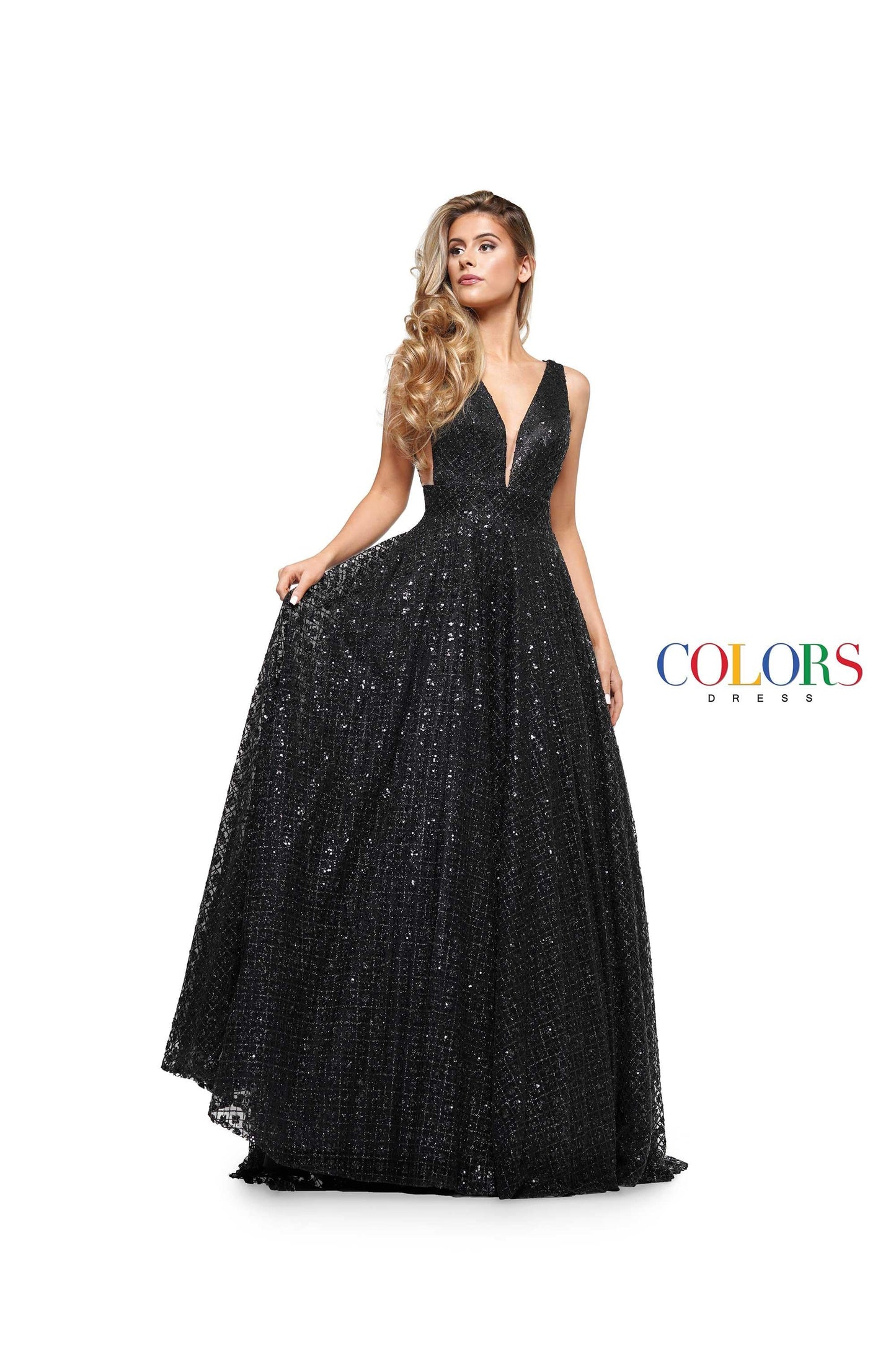 Colors Prom Long Glitter Ball Gown 2170 - The Dress Outlet
