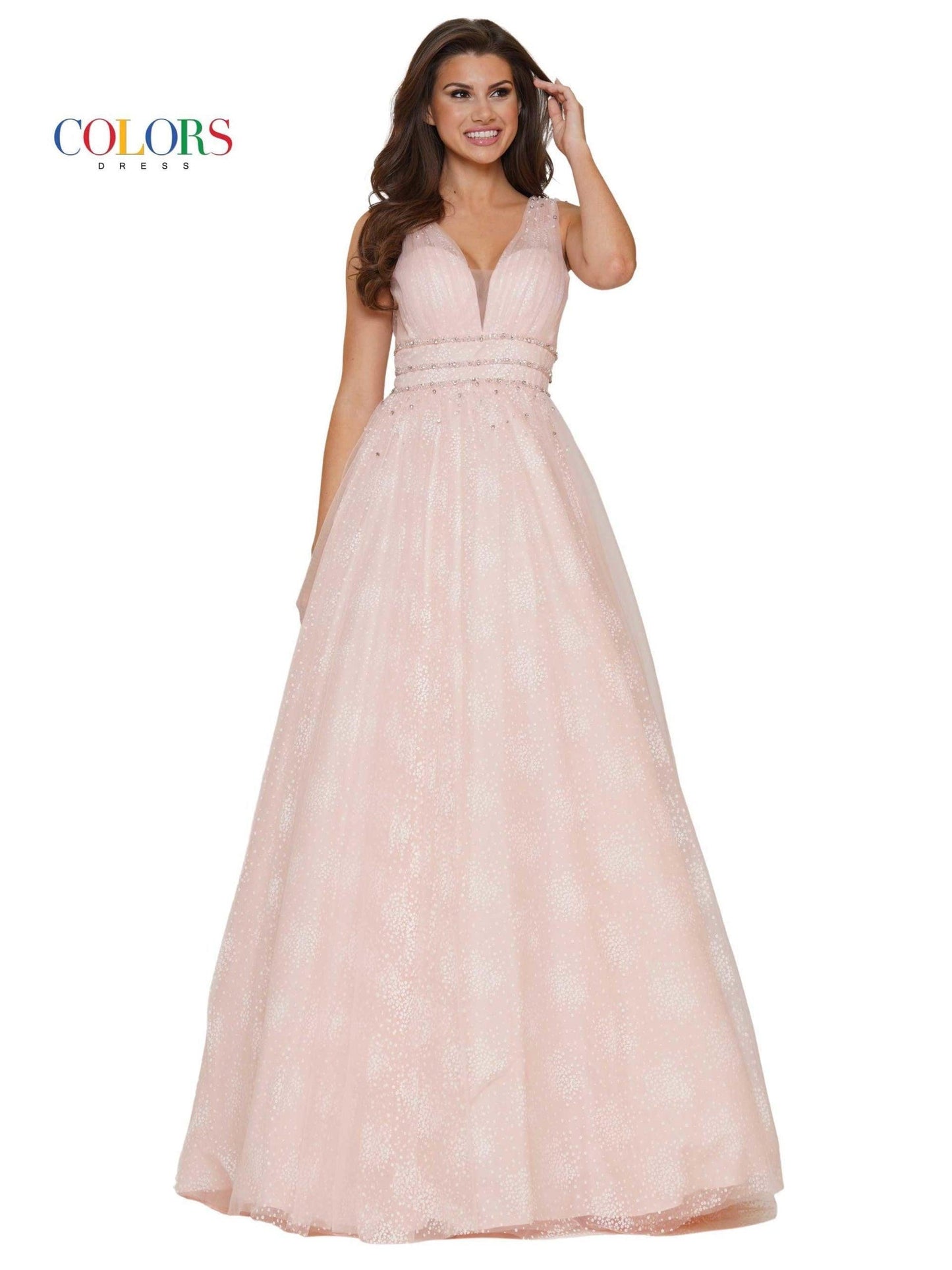 Colors Prom Long Sleeveless Beaded Ball Gown 2736 - The Dress Outlet