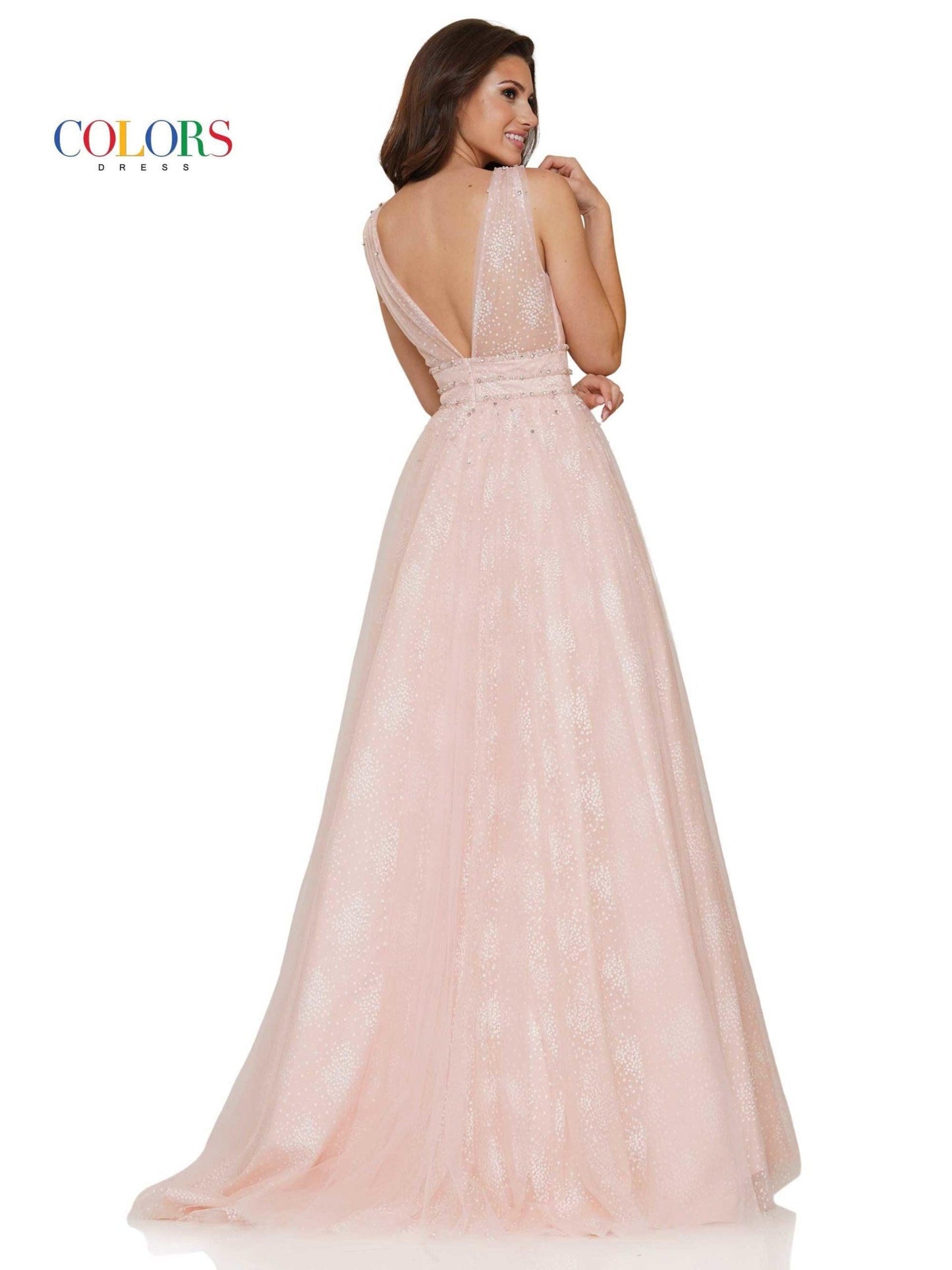 Colors Prom Long Sleeveless Beaded Ball Gown 2736 - The Dress Outlet