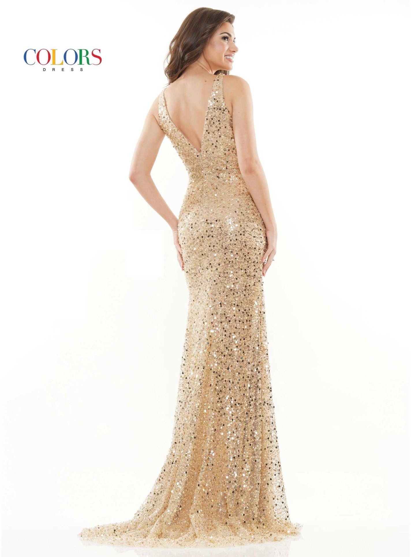 Colors Prom Long Sleeveless Formal Dress 2718 - The Dress Outlet